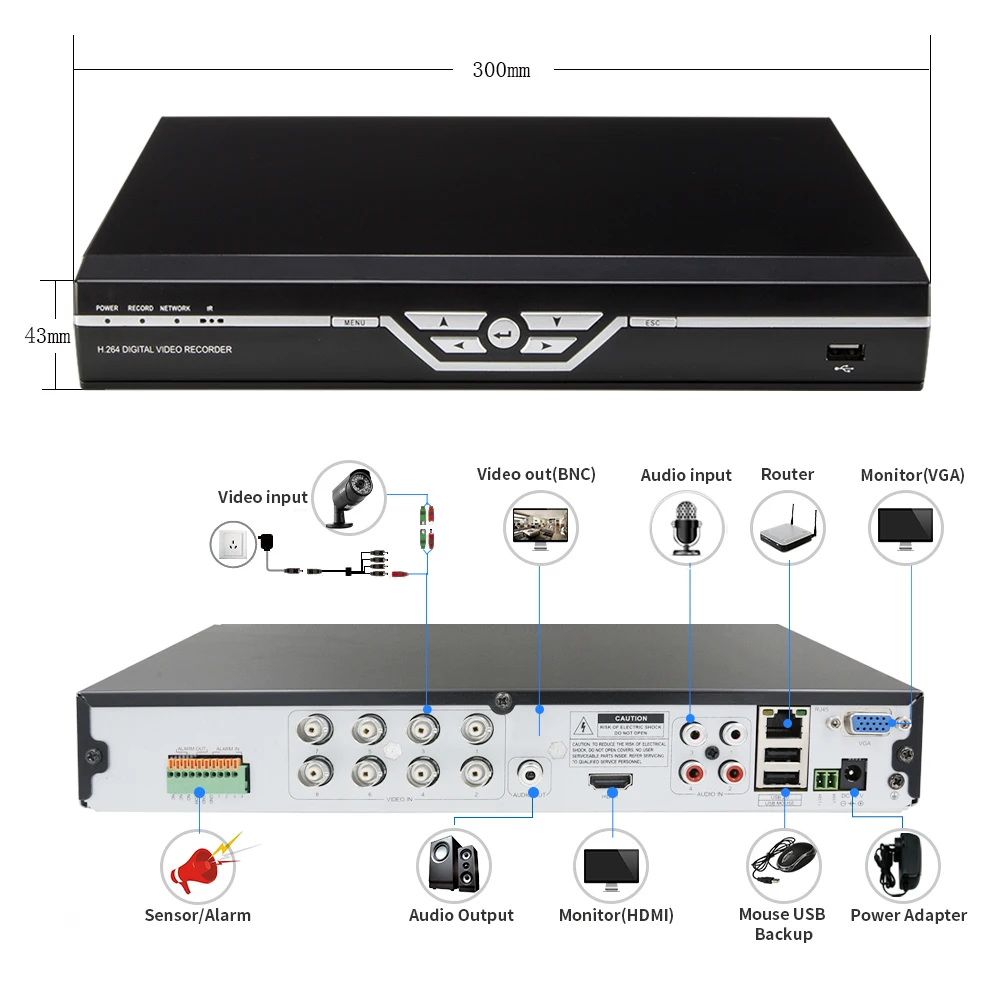  Sistema de cámara de CCTV ZOSI 8CH 720 P AHD Kit de cámara de seguridad DVR CCTV Sistema de videovi