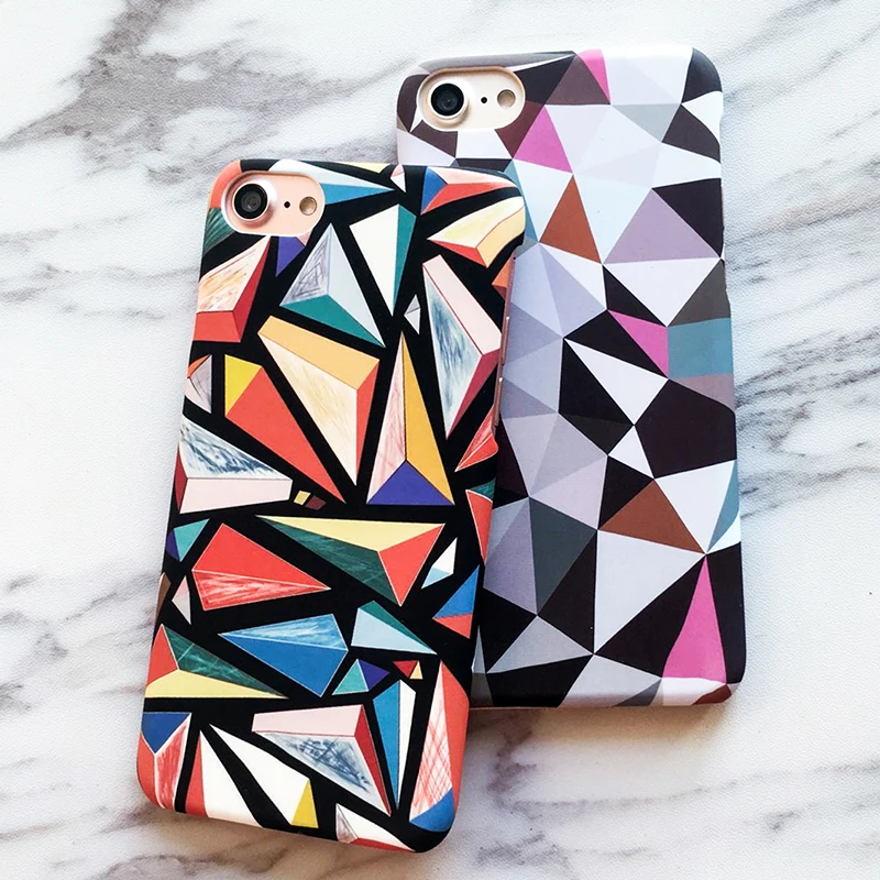 

Fashion Art Colorful Triangle Case For iphone 7 Case Funny Abstract Geometric Graphic Back Cover Phone Cases For iphone7 7 Plus