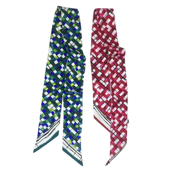 

Plaid Print Hair Beauty Girl Scarf Natural Silk Choker Lady Headband Bag Band Ribbon Scarves Neck Wear Drop Shipping KZSBD182
