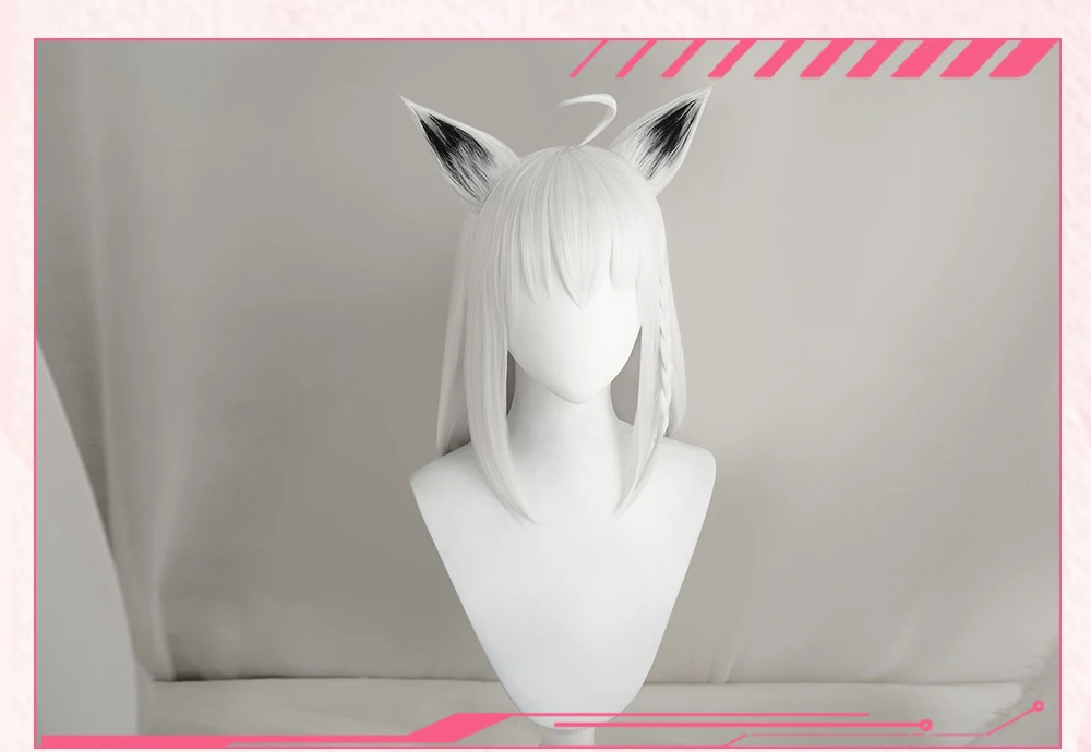 AniHut Youtuber holove Shirakami Fubuki белый прямой Cos парик термостойкие синтетические Косплей волосы Vtuber лиса косплей парик