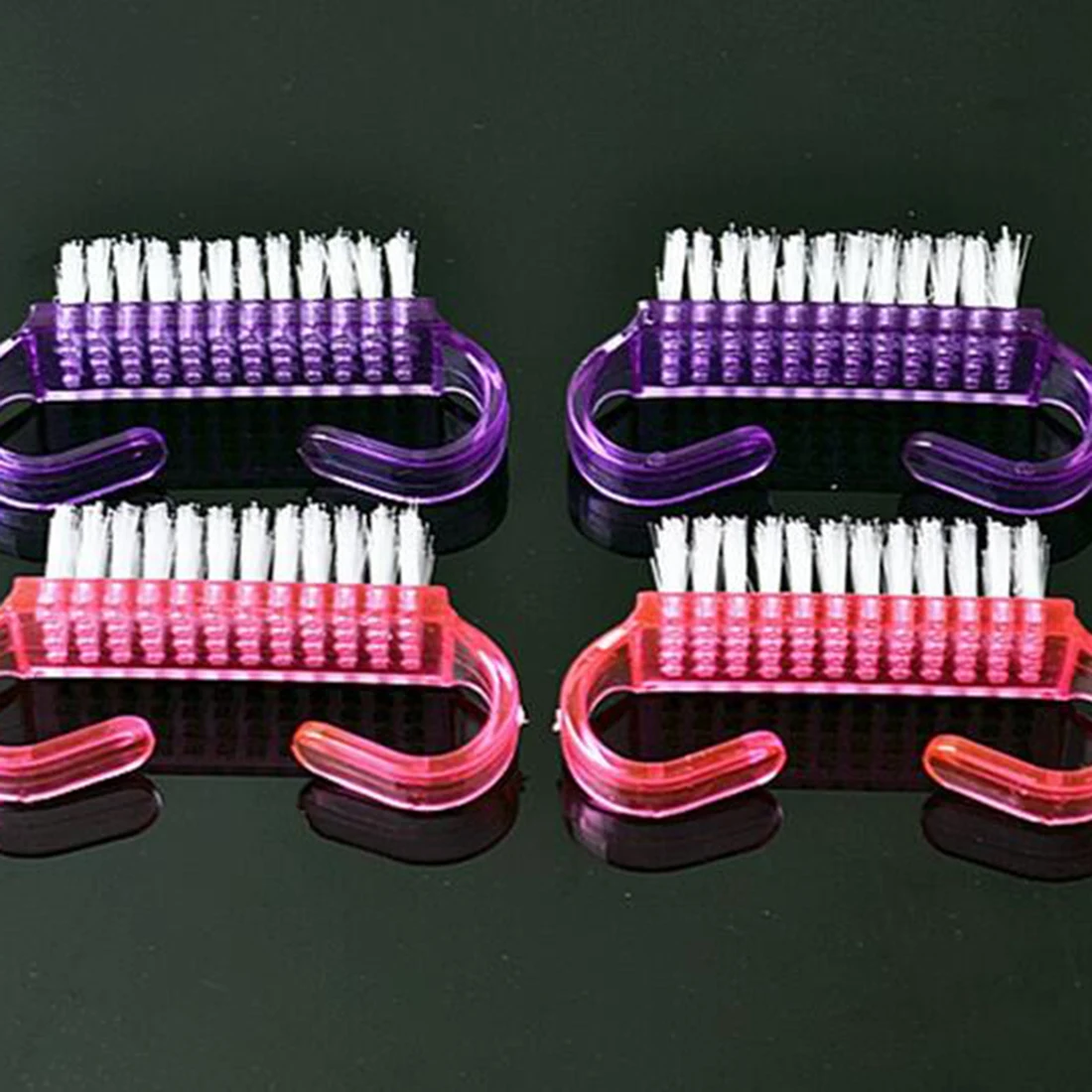 

New arrival 2pcs Nail Scrubbing Finger Clean Brush Tool File Manicure Pedicure Soft Remove Dust Small Angle Clear Tools Sets