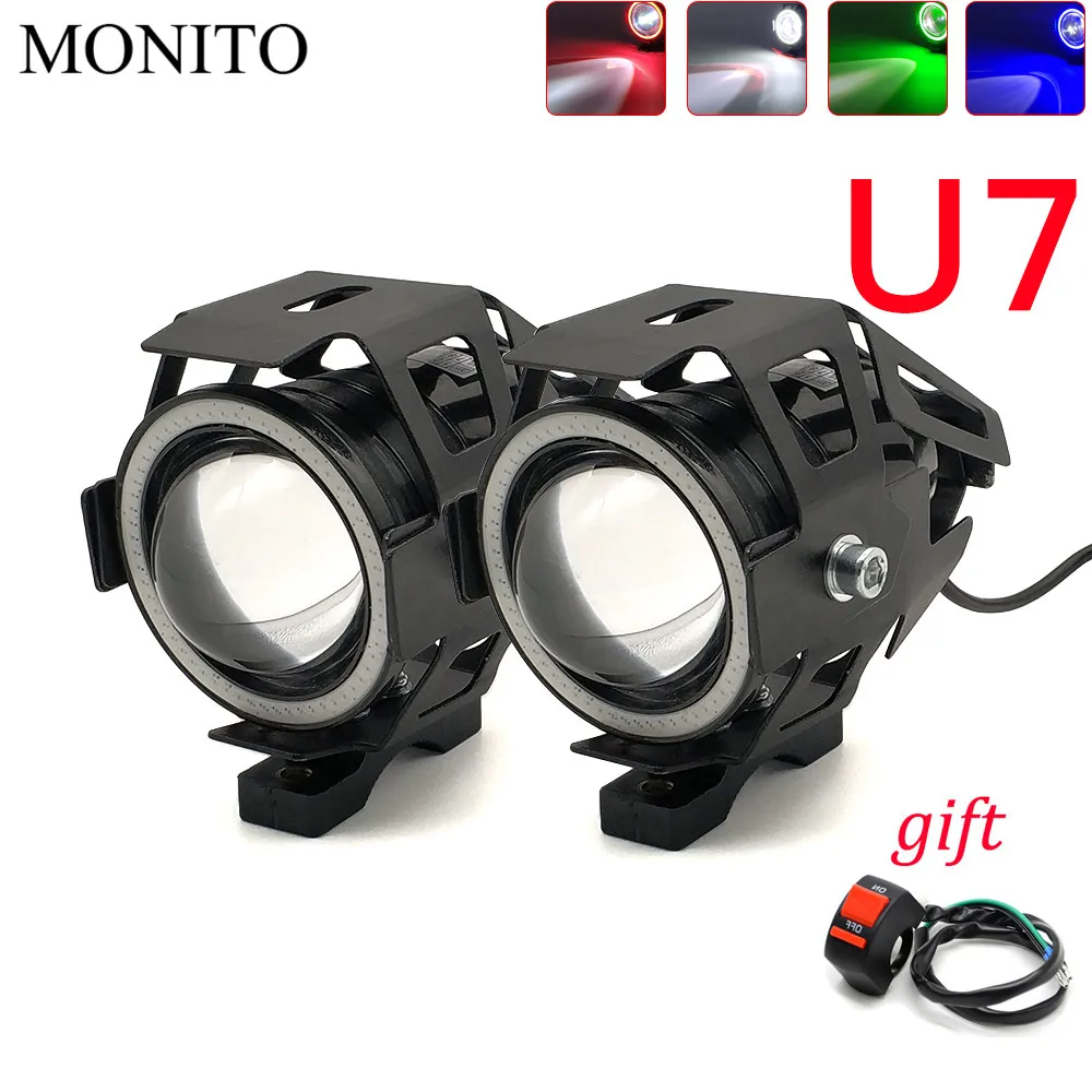 

Hot U7 Motorcycle Headlight Angel Eyes Head Lamp LED Waterproof Fog Light For Aprilia RSV MILLE RSV4 TUONO Benelli tnt600 tnt300