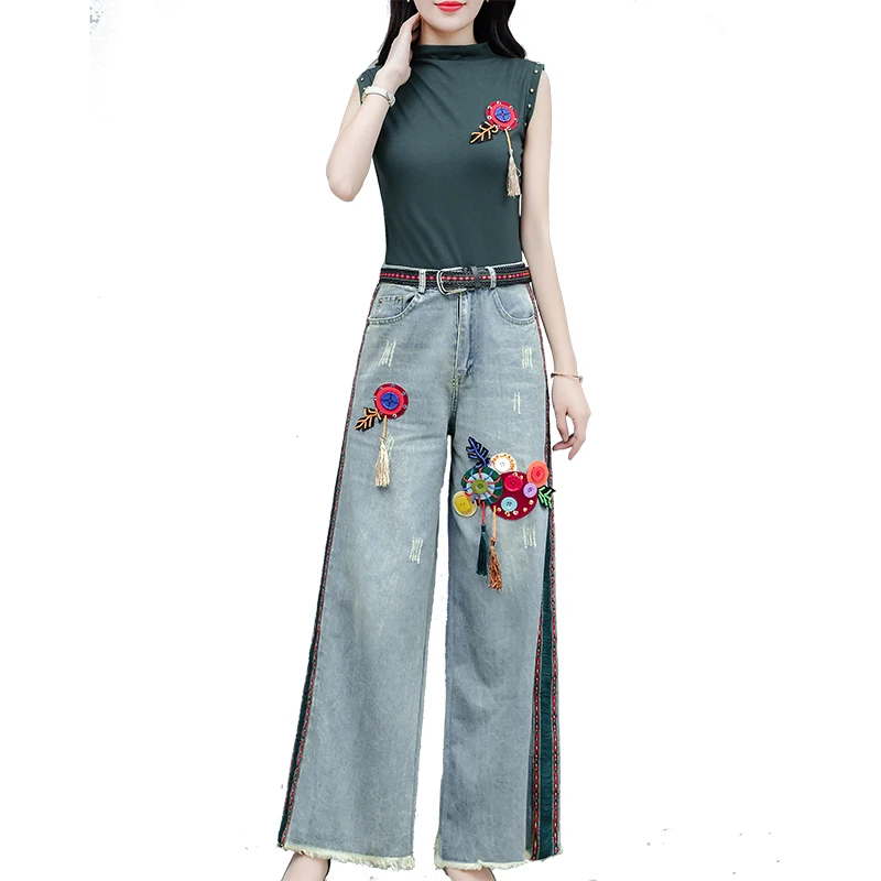 plus size denim pant suits