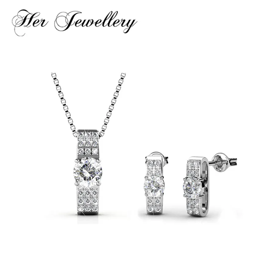 

Her Jewellery Trendy Earrings and necklace jewelry set for women Geometric jewellery Made with crystals from Swarovski HS016