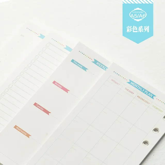 us 5 34 11 off dokibook free shipping notebook a5 a6 planner pages weekly monthly organizer paper decoration kawaii school supplies wholesale in monthly organizer