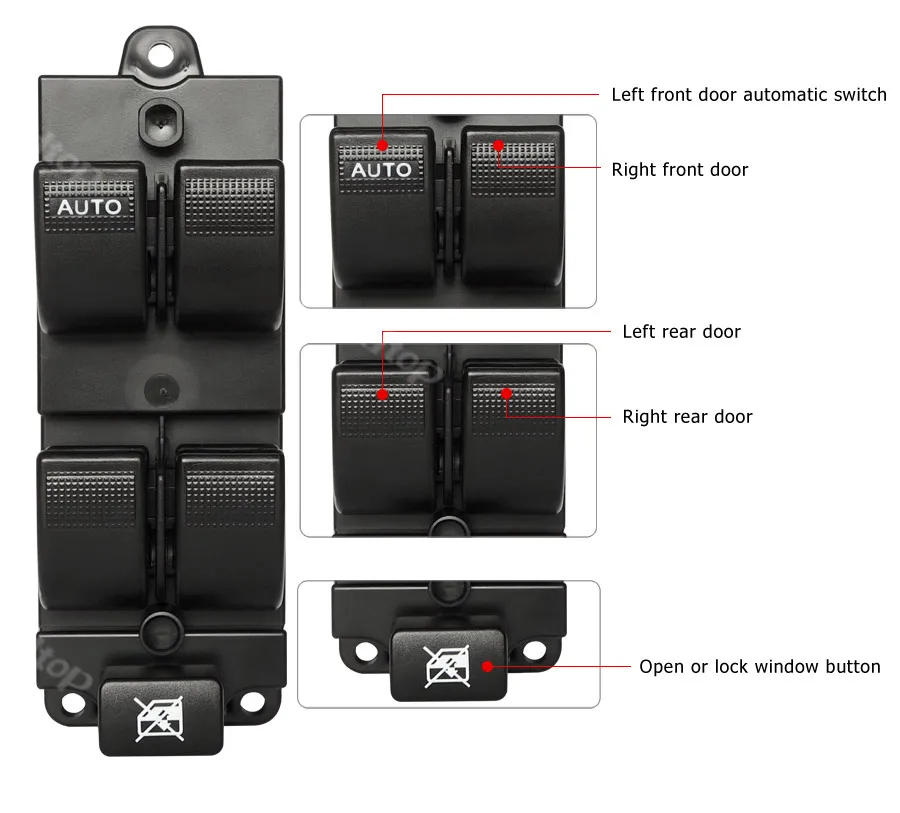 Автомобильные переключатели, кнопка LC6266350A, LC62-66-350A, электрический двигатель, окно, передняя левая сторона, для 2001-2006 Mazda MPV, запасные части