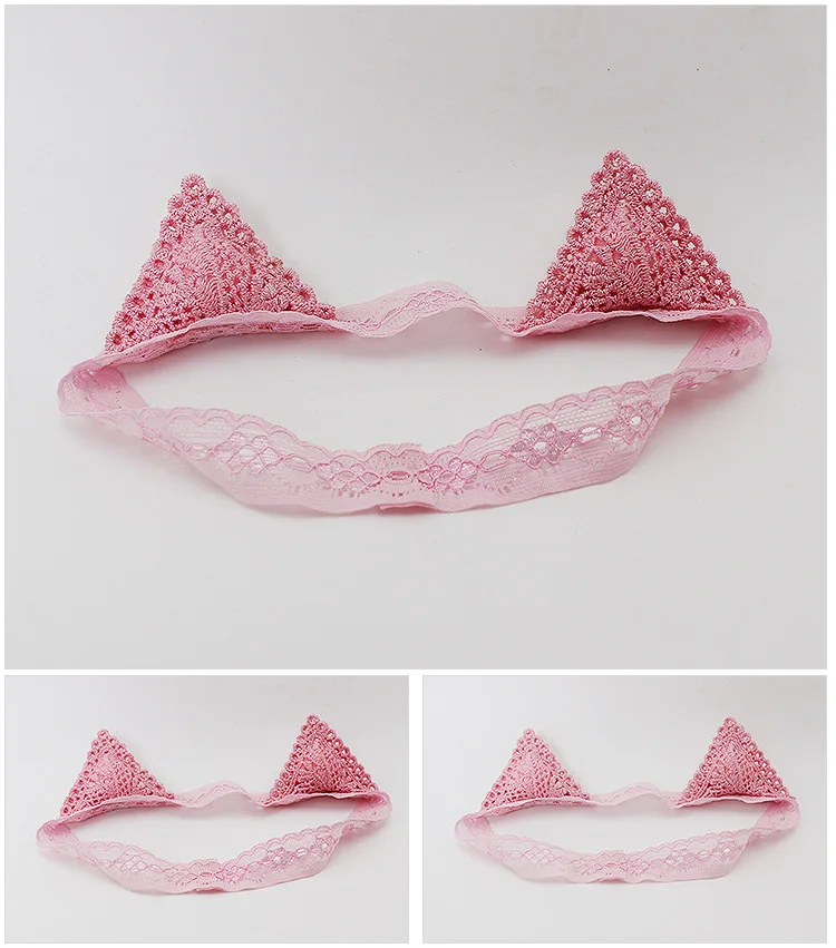 

Pink Cat Ear Elastic Girls Hair Accessories Headbands Newborn Hair Bands Kids Headwear