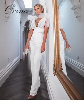 

High Quality Sleeveless V-Neck Bow Bodycon Bandage Jumpsuit Womens Rompers Jumpsuits