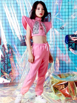 

Songyuexia Children's Jazz Dance Costume Girl Model Show Costume Fashion Hip-hop Hip-hop Jazz street Suit Costume for kid