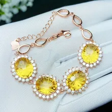 Цитрин браслет цепочка натуральный настоящий цитрин 925 серебро ювелирные украшения 4.5ct* шт. 4 шт. драгоценный камень# BL18120209