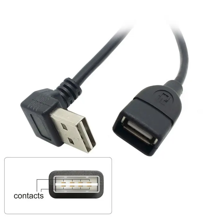 

2 In 1 Combo Up + Down Angle 90 Degree USB 2.0 A Male to Female m/f Extension Cable 1M