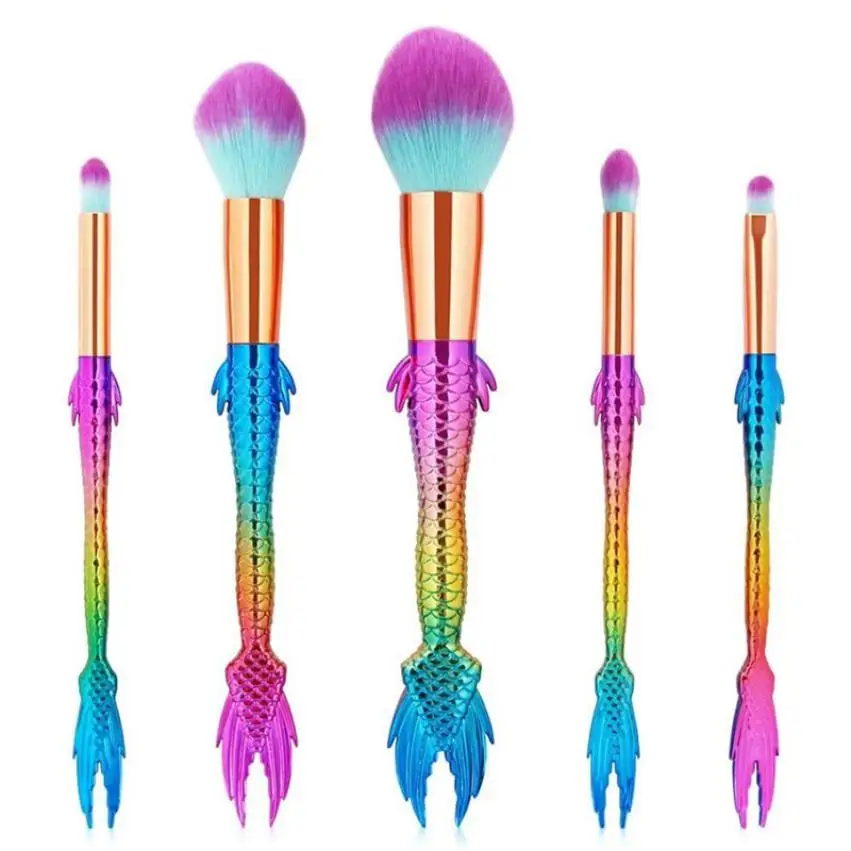 

2017 Women's Fashion Makeup Brushes Set New Arrival 10Pc Mermaid Foundation Eyeshadow Contour Eye Lip drop shipping OCT10