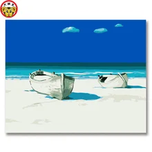 Голубое небо лодка лето пляж морской Diy цифровая картина маслом по номерам рисунок картина ручной работы декоративные картины на стену