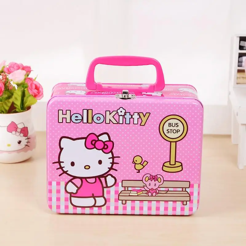 Бутик hello kitty железная жестяная подарочная коробка большая коробка для конфет шкатулка для хранения Органайзер для косметики - Цвет: Розовый