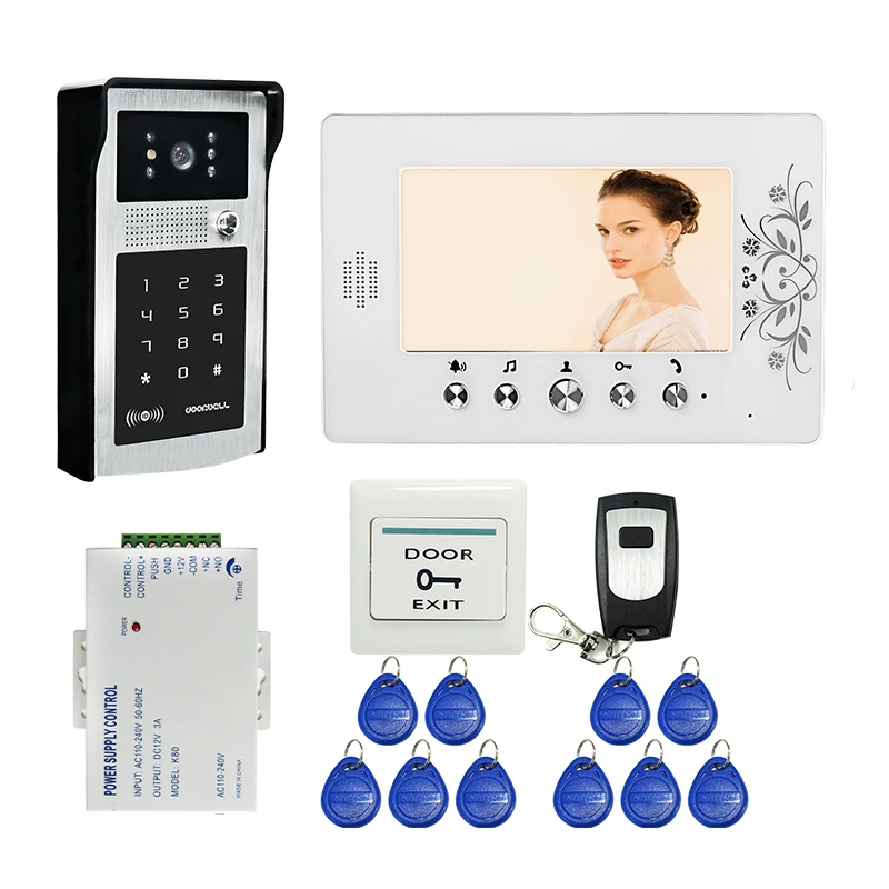 FREE SHIPPING 7 Color Screen Video font b Door b font Phone Intercom Kit White Monitor