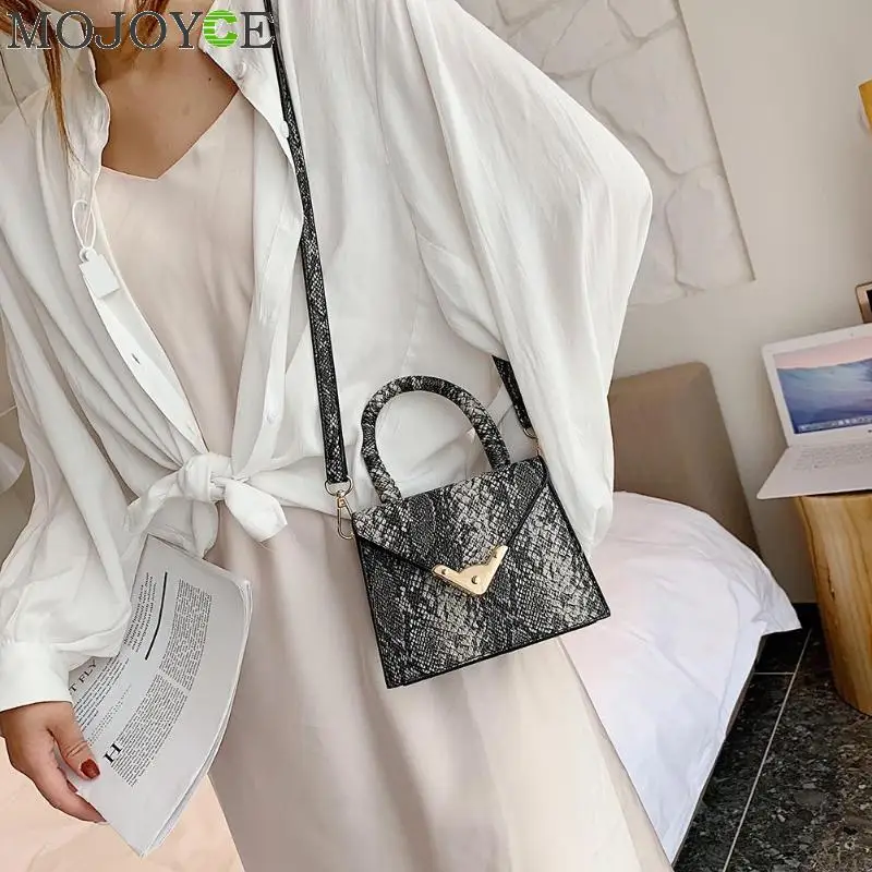 Crossbody حقيبة للنساء الأزياء ثعبان حقيبة كتف جلدية pu الإناث سلسلة حقيبة ساعي النساء العلامة التجارية حقيبة