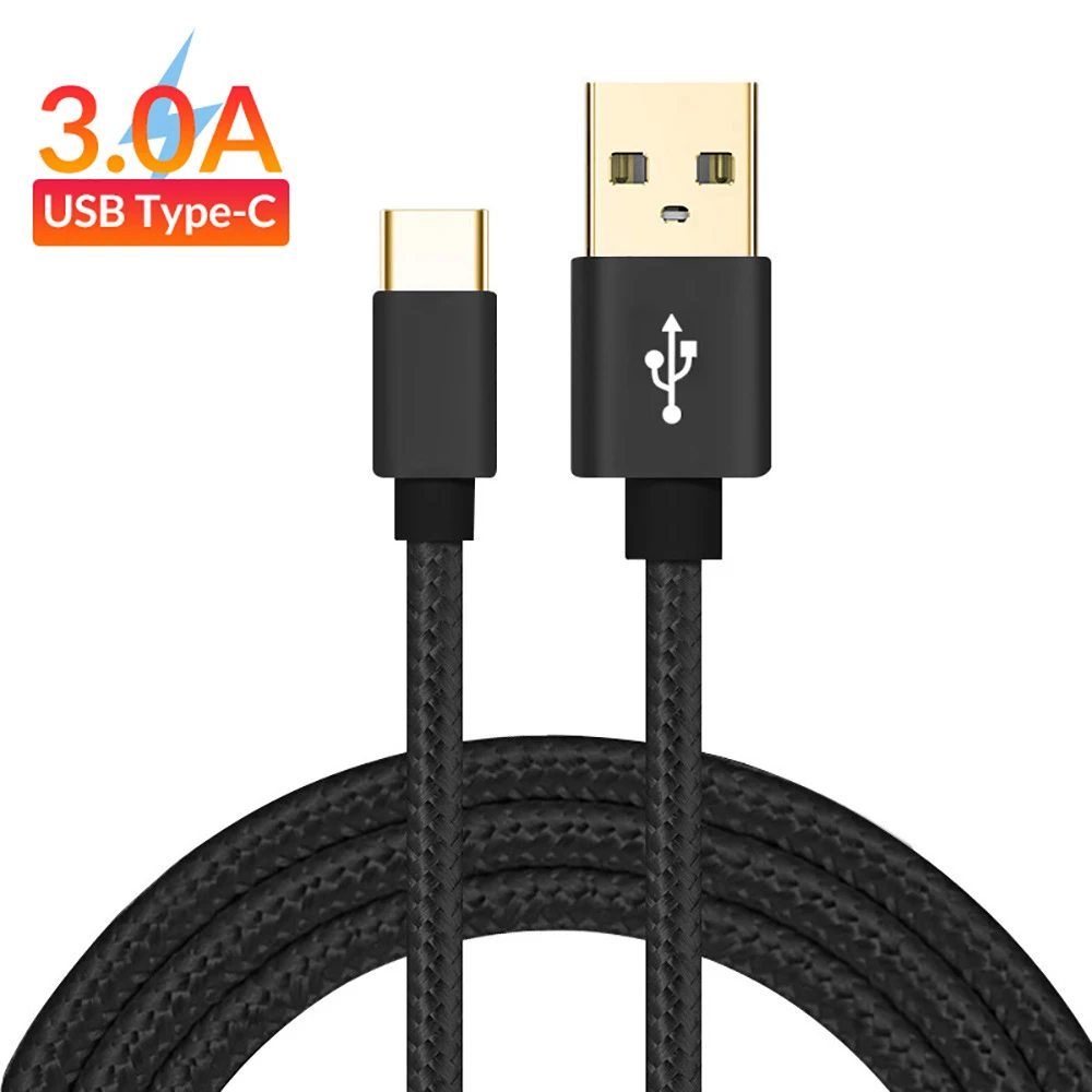

New 3A Fast Charging Gold Plated Nylon Braided Mobile Phone Type-C USB DATA Charging Cable For HUAWEI OPPO VIVO