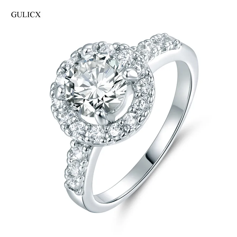 GULICX Hot sale Fashion Luxury Women Engagement Jewelry Crystal Zircon Female Wedding Finger
