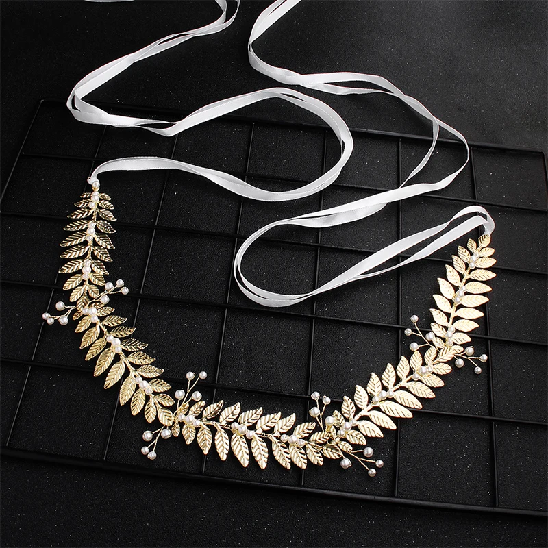 Miallo Newest Gold Leaves Pearls Alloy Wedding Belts& Sashes Bridal Sash Wedding Dress Accessories for Women