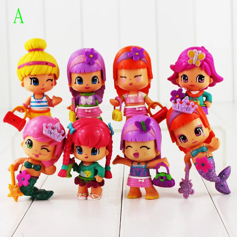 

8cm Mini 8pcs/lot New Game The Little Girl Figures Little Lockables Birthday Puppy Sleepover Pvc Figure Doll Toys Kids Gift