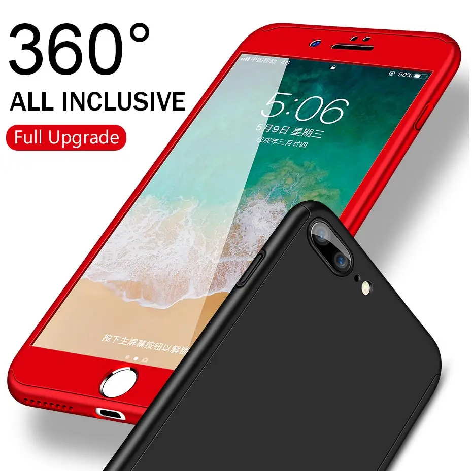 Flanagan 360 градусов чехол для телефона s для iPhone 6 7 8 Plus чехол с закаленным стеклом полный чехол s для iPhone 5 5S 6 6s 7 8 x оболочка