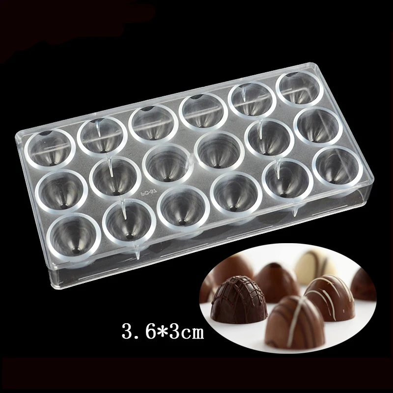

Newest 18 Cavities Dia. 3.6 cm Depth 3 cm Pointed Half Ball Cone Shape Polycarbonate Chocolate Mold Ice Half Bell Cake Mould