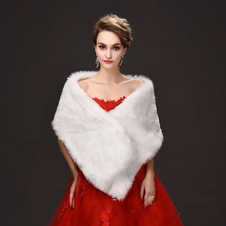 

White Black Thick Winter Fake Fur Elegant Women Cloak Slask Neck Knitting Female Short Crop Jacket Coat Warm Shawl Lady Top Cape