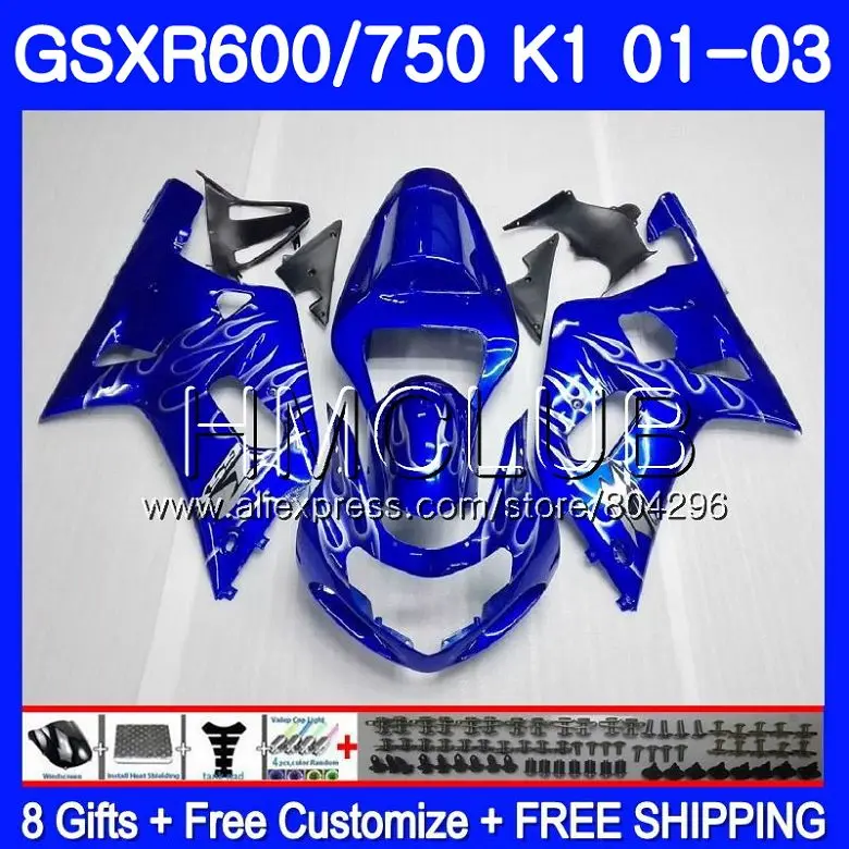 

Silver flames Body For SUZUKI GSX-R750 GSXR 750 K1 GSXR600 01 02 03 3HM13 GSXR 600 01 03 GSXR-600 GSXR750 2001 2002 2003 Fairing