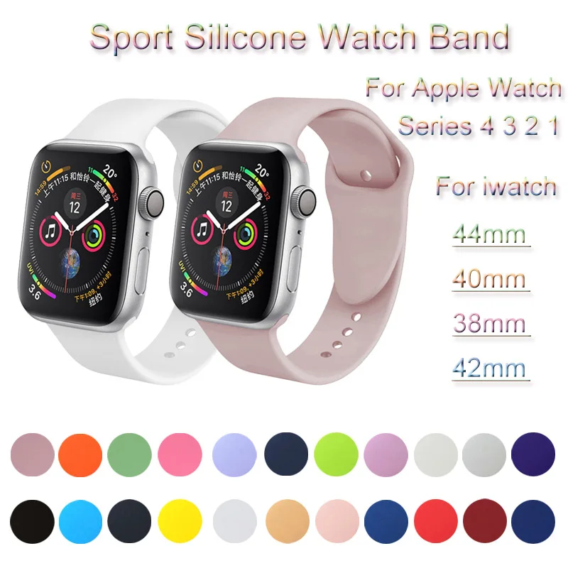 

Sport Silicone Watch Band For Apple Watch 4 3 2 1 Loop Bracelet Strap For iwatch 44mm 40mm 38mm 42mm Soft Watchband Accessories