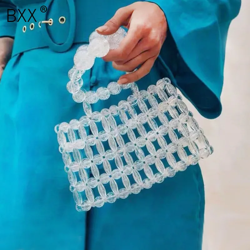 

[BXX] Women Single Shoulder Crossbody Bag All-match Flap 2020 Fashion Hollow Out Portable Bag Female Beading Tide Handbag HF332
