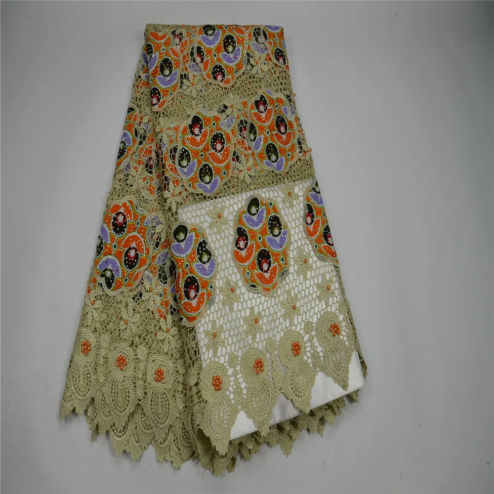 

Ankara fabric new design african wax with cord lace embroidered wax prints fabric for women dress 6ayrds per lot