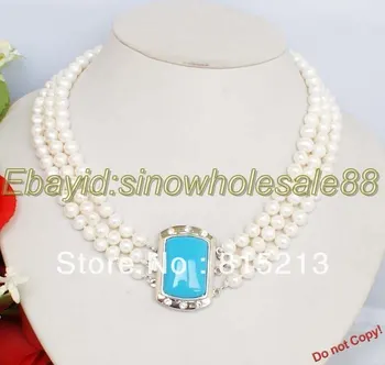 

ddh00767 Fashion Set White Freshwater Pearl Turquoise Necklace (B0409)
