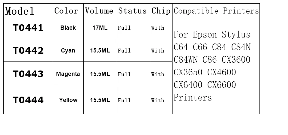 8X LuoCai картридж совместимый для Epson t0441 t0442 t0443 t0444 для Epson Stylus C64 C66 C84 C84N C84WN C86 CX3600 принтера