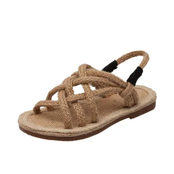 

Girl shoes summer beach sandals kids woven shoes flat sandals children orthopedic footwear chaussure fille pink blue white color
