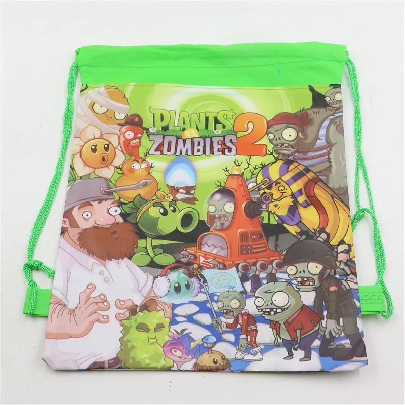 

12pcs 4 Colors Plants vs Zombies Decoration Kids Cartoon Gift Backpack Birthday Non-Woven Fabric Drawstring Party Bags Supplies