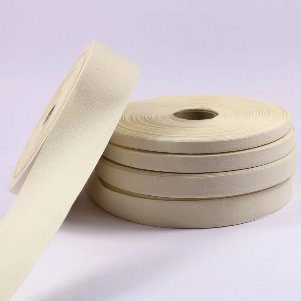

30 Yards Handmade Zakka Plain Cotton Ribbon Webbing Herring Bonebinding Sew Tape Trimming for Packing Cloth Accessories DIY