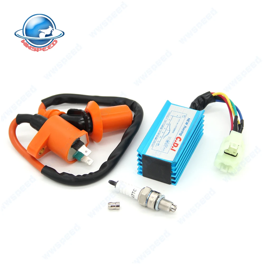 

Performance Racking Round AC Fired 6 Pins CDI Ignition Coil 3 Electrode Spark Plug Chinese 50cc 125cc 150cc Gy6 Moped Scooter
