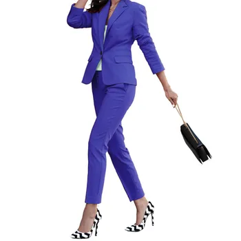 

Women's suit two-piece suit (jacket + pants) ladies solid color Slim fashion suit ladies business formal wear custom