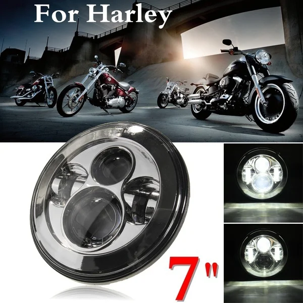

HENYNET 7 Inch Chrome Round Motorcycle Projector Daymaker Hi/lo Led Light Bulb Headlight for Harley Davidson /Jeep Wrangler