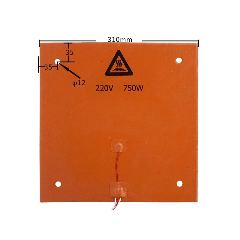 750w 220v 31*31 cm 3D Printer Parts & Accessories Silicone Heated Bed Orange Color Heating Pad For CR-10 3D printer Bed Holes