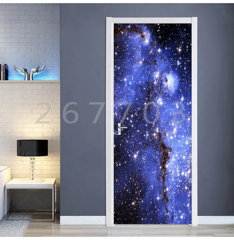 Красивая галактика, звездное небо, наклейка на дверь, самоклеющиеся, водонепроницаемые обои, наклейки, домашний декор, дверь, наклейка на стену, плакат