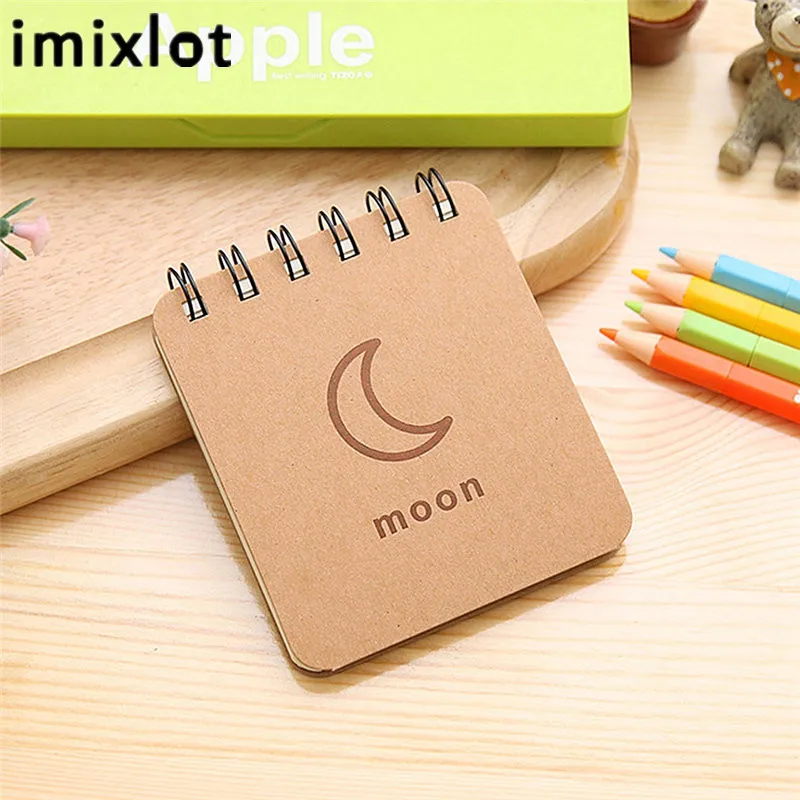 

Imixlot Design 1Pc Paper Notebook Spiral Bound Coil Pocket Sketch Book Blank Paper Kraft Sketching Paper for Children's Gift