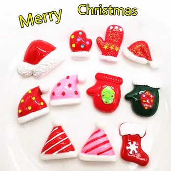 

7Pcs Slime Charms Christmas Hat Gloves Resin Slime Filler For Kids Lizun Plasticine DIY Slime Accessories Supplies Decoration