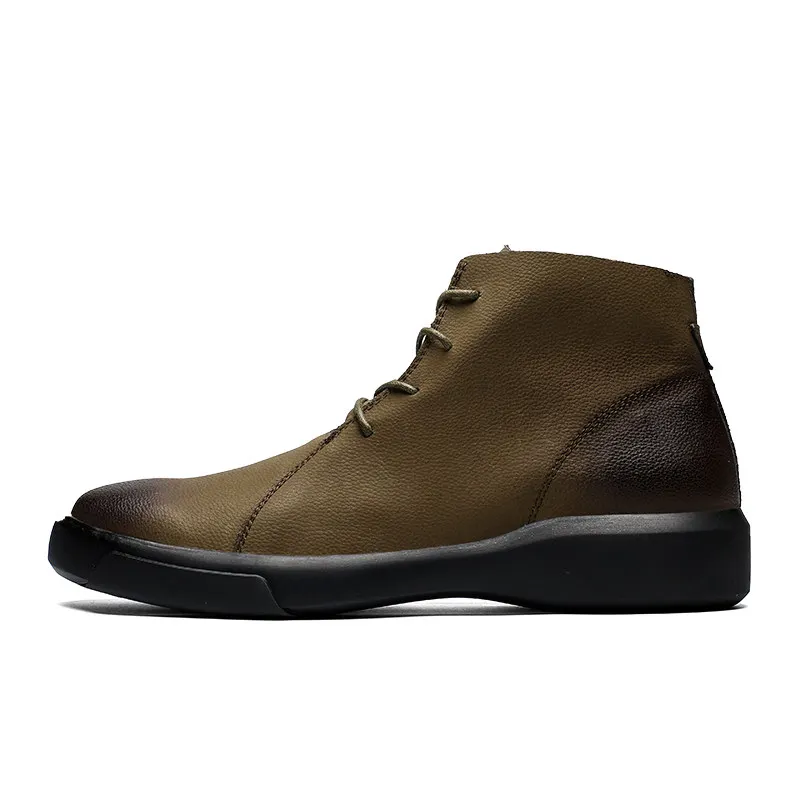 Зимние мужские кожаные ботинки, большие размеры 39-47, мужские ботинки повседневные туфли хаки на шнуровке мужские Ботильоны botas hombre 89071m - Цвет: 89071m khaki