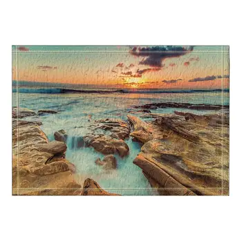 

Decor The Seaside Rock Scenery Under The Sunset Bath Rugs Non-Slip Doormat Floor Entryways Outdoor Indoor Front Door Mat Kid