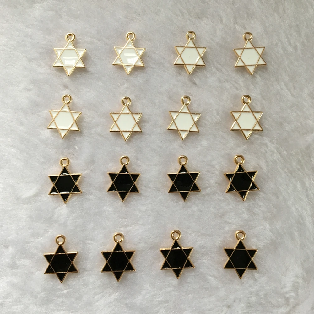 

20PCS High Quality Gold Color Enamel Star of David Charms Handmade Pendant DIY Earrings Personality Necklace Jewelry Finding