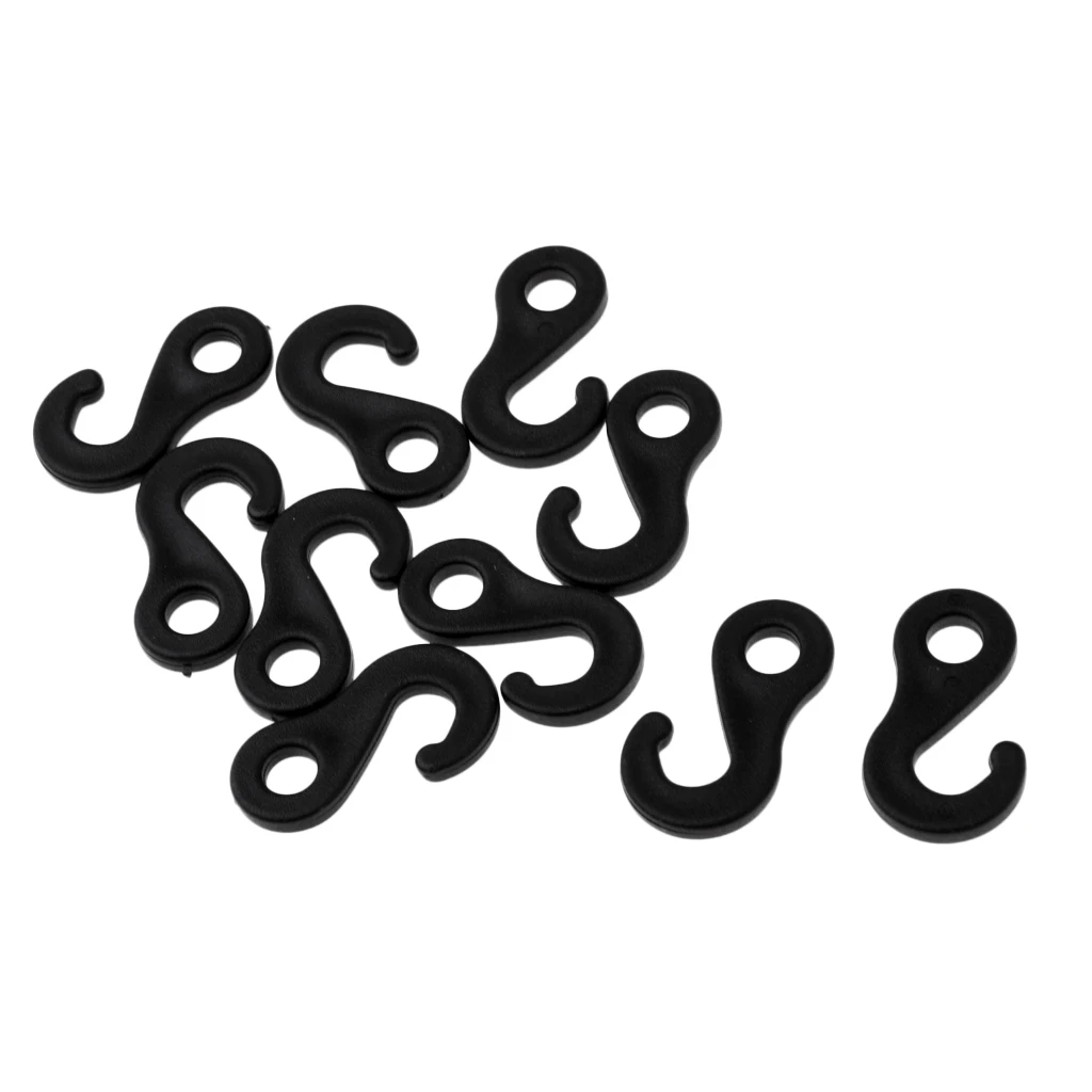 10 Pcs Plastic Shock Bungee Cord Karabiner Hook Elastic Cord Rope End Buckle Camping Tent Tools 