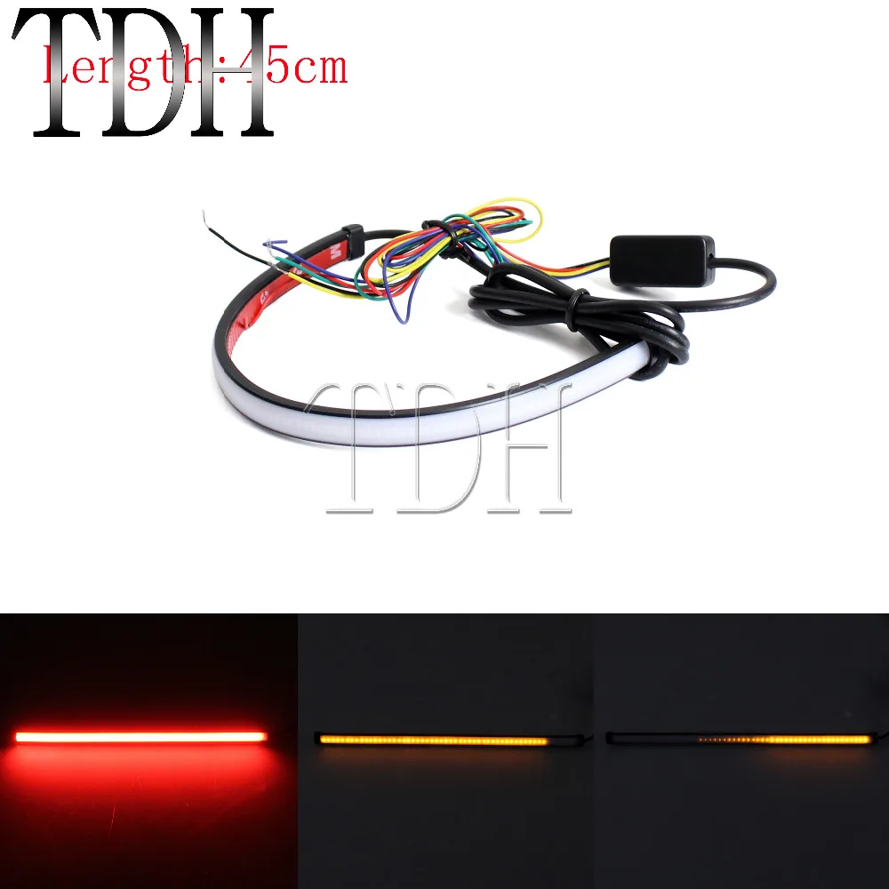 

45cm LED Taillight Rear Brake Stop Turn Signal Flexible Light Strip Red Amber Color Styling Light Universal For Motocycle
