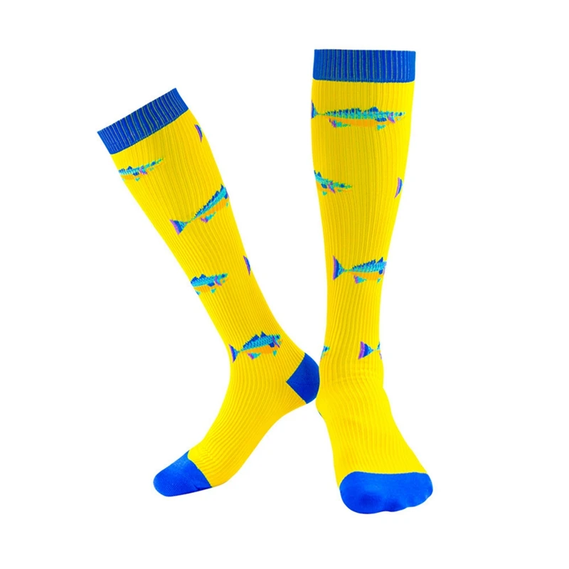 20-30mmHg Компрессионные носки высокие/длинные быстросохнущие нейлоновые Чулочные изделия обувь для велосипеда аксессуары - Цвет: Yellow