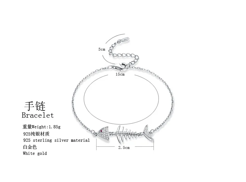 OMHXZJ Оптовая Личность Мода OL женщина вечерние подарок партии белая рыбья кость циркон Тонкий 925 пробы серебряный браслет BR104